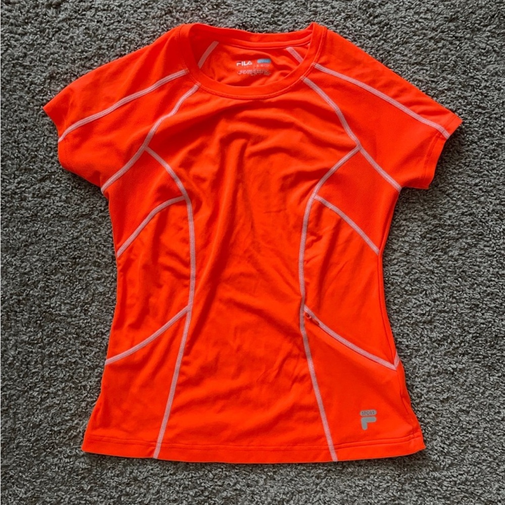 Orange with white stitching top